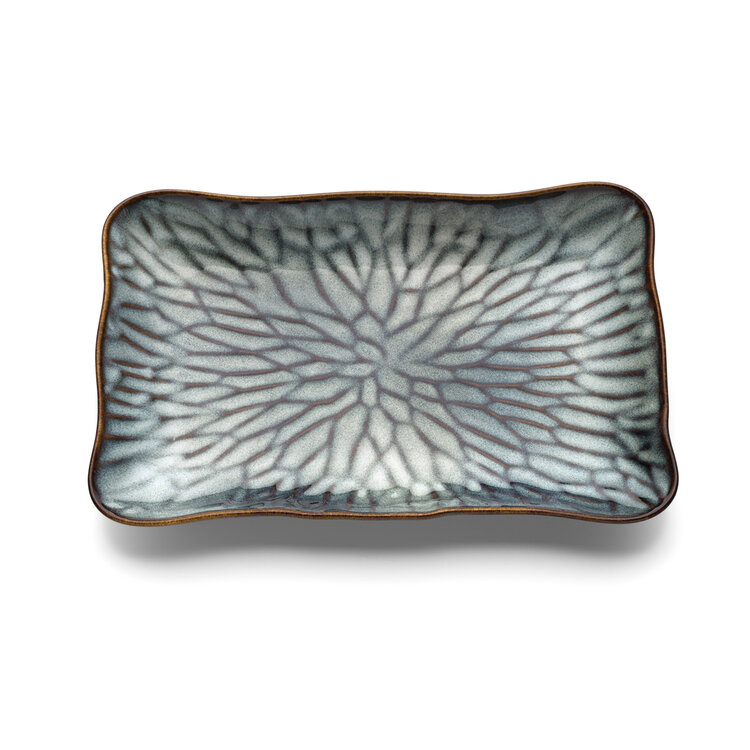 Bazar Bizar El Plato Rectangular Lotus Ice - Gris Marrón - L