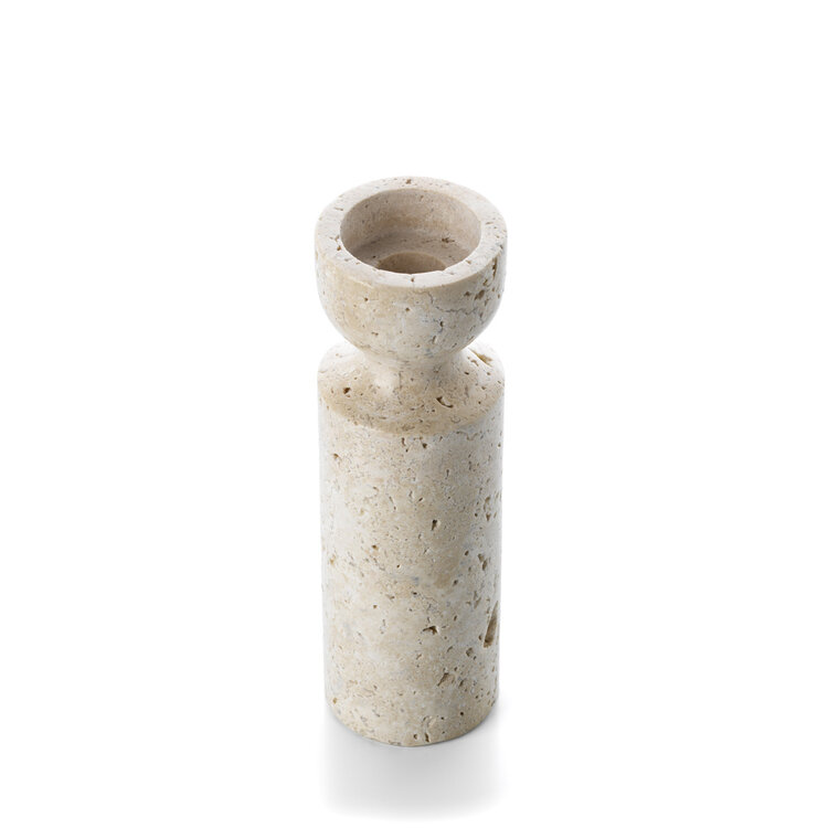 Bazar Bizar The Travertine Hourglass Candle Holder - Beige - M