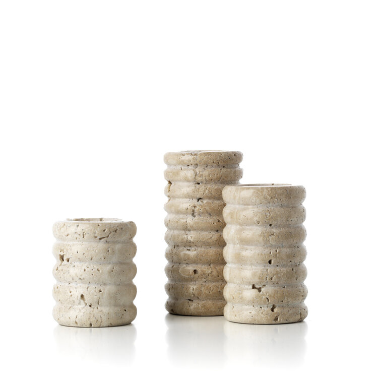 Bazar Bizar Il Portacandela Travertine Ripple T-Light - Beige - M