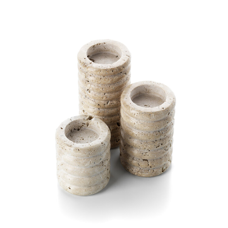 Bazar Bizar El Portavelas Travertine Ripple T-Light - Beige - S