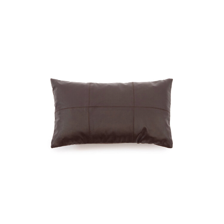Bazar Bizar Het Six Panel Leather Kussenhoes - Chocolade - 30x50