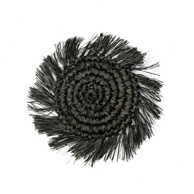 Bazar Bizar The Fringe Raffia Coaster - Black