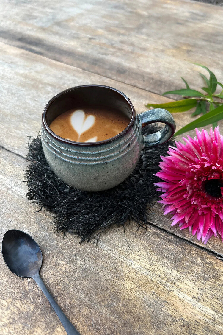 Bazar Bizar De Fringe Raffia Onderzetter - Zwart