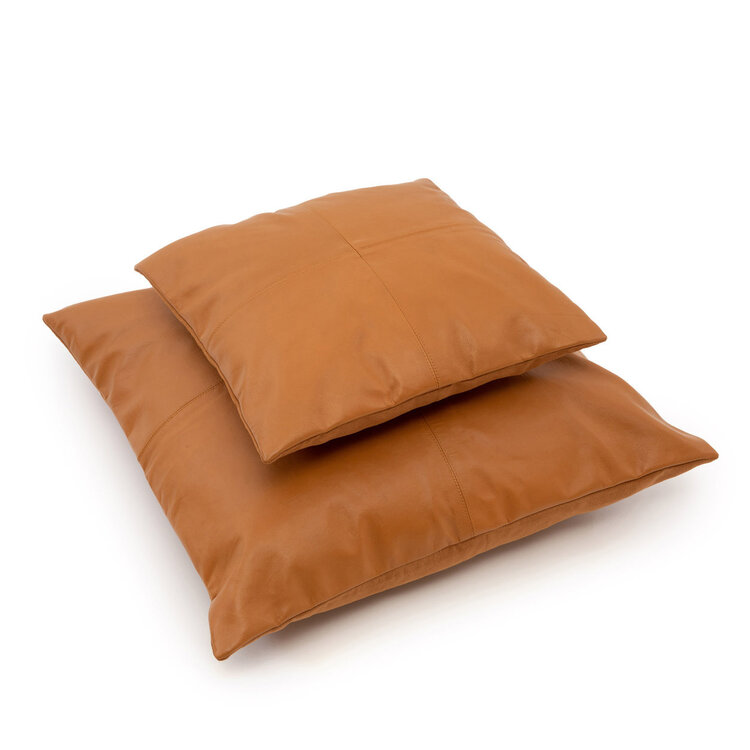 Bazar Bizar La Housse de Coussin Four Leather Panel - Camel - 40x40