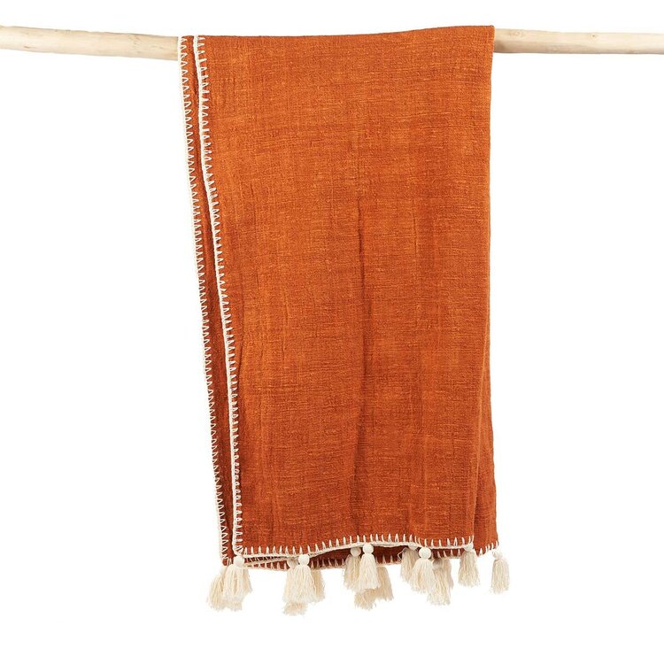 Bazar Bizar The Stitch Bed Throw - Terracotta