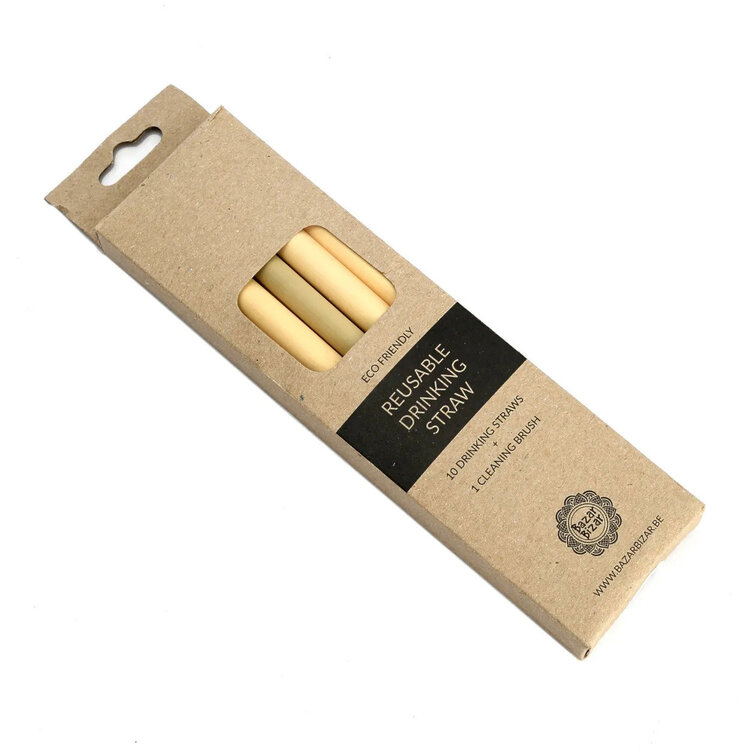 Bazar Bizar Les Pailles En Bambou - Lot De 10 Avec Brosse