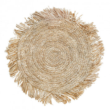 Bazar Bizar De Fringe Raffia Placemat Rond - Naturel
