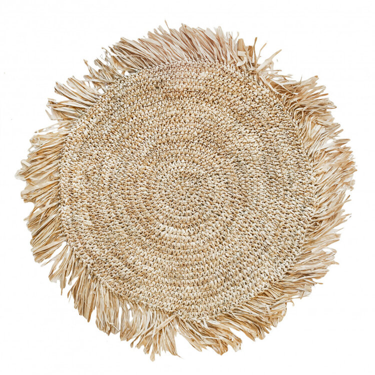 Bazar Bizar The Fringe Raffia Placemat Round - Natural