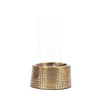Bazar Bizar The Croco Candle Holder with Glass - Brass - M