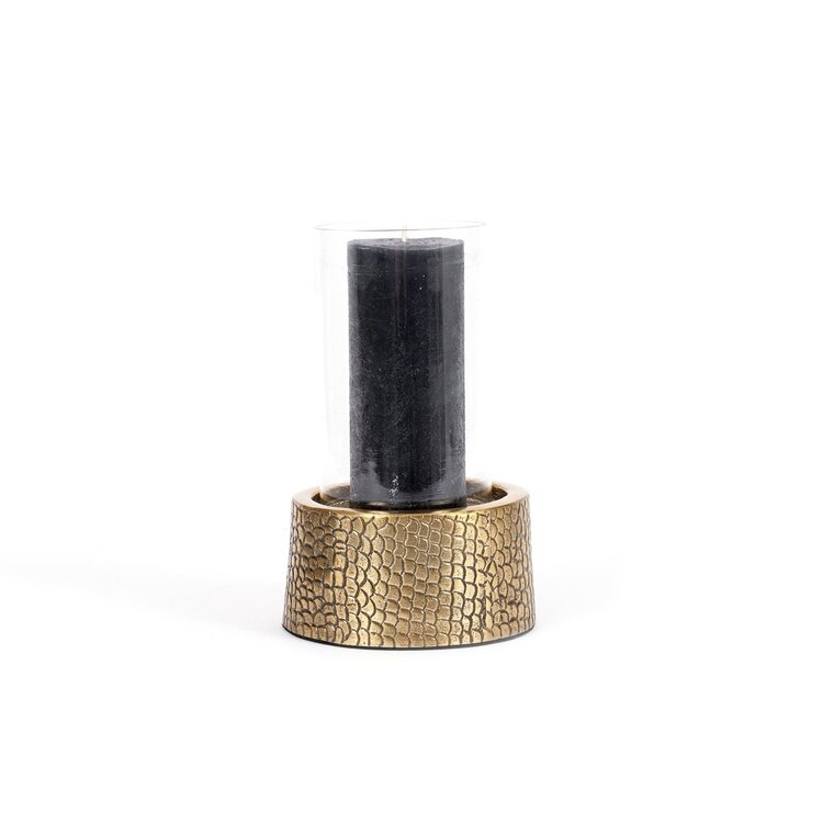 Bazar Bizar The Croco Candle Holder with Glass - Brass - M