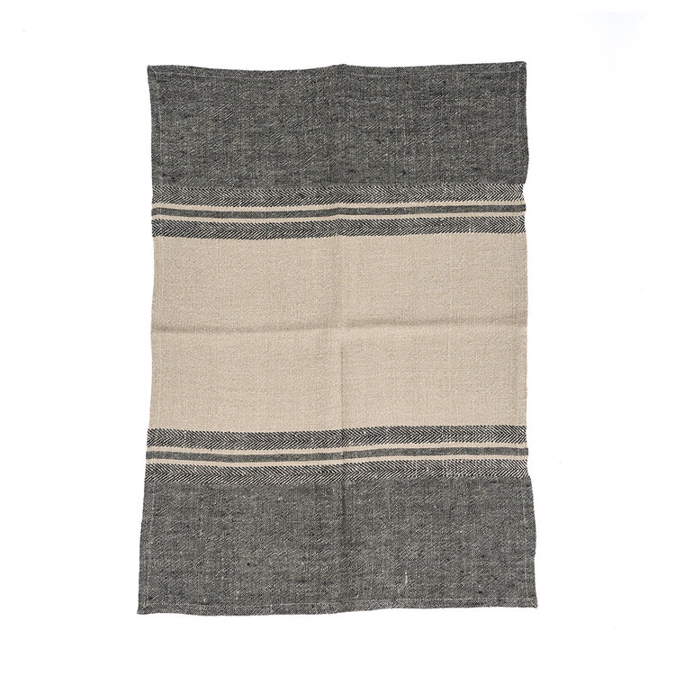Bazar Bizar El Paño De Cocina Linen Dash - Negro Natural - 50x70