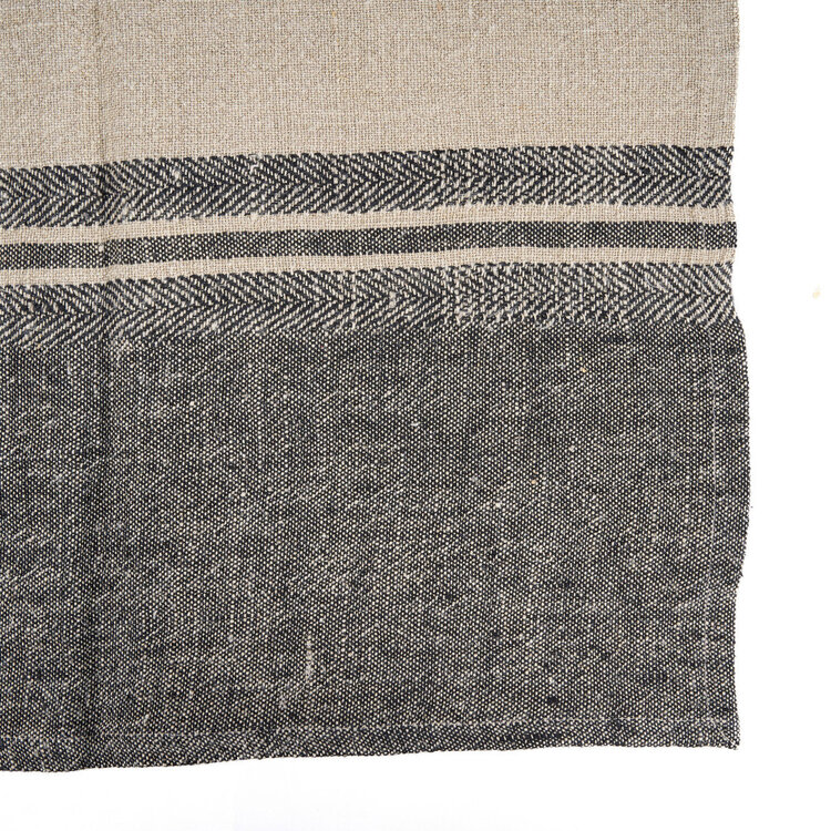 Bazar Bizar Le Torchons Linen Dash - Noir Naturel - 50x70