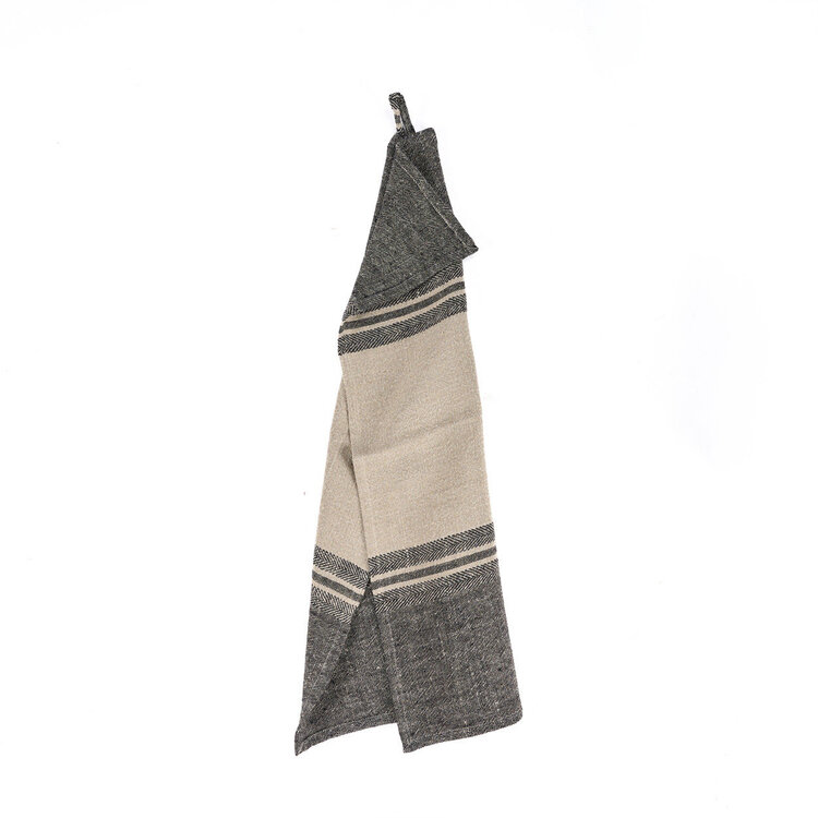 Bazar Bizar The Linen Dash Kitchen Towel - Natural Black - 50x70