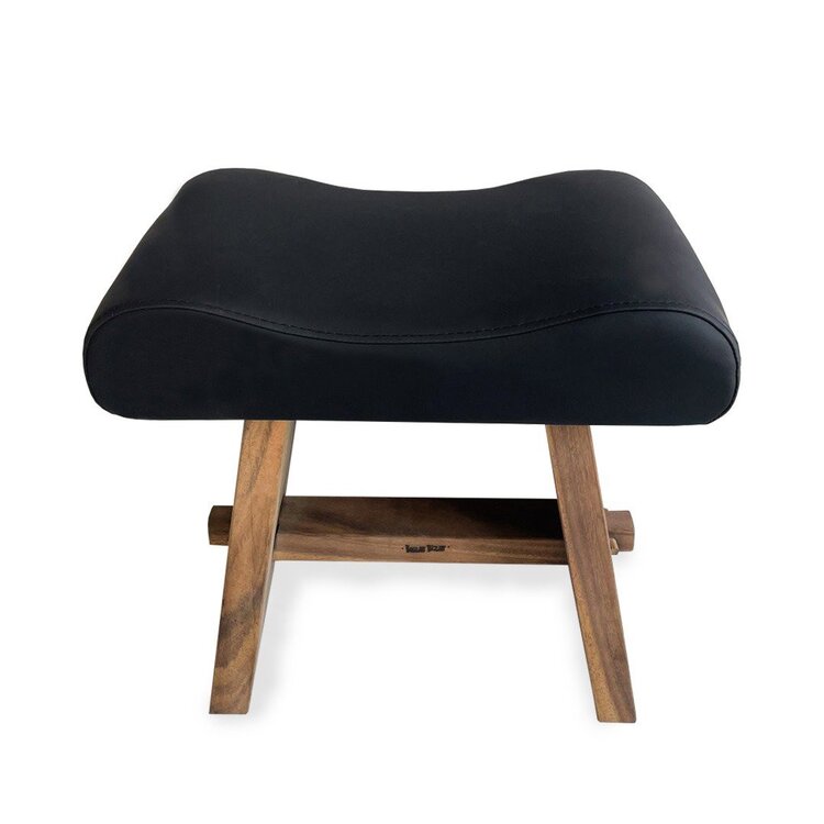 Bazar Bizar The Suar Stool with Leather - Natural Black