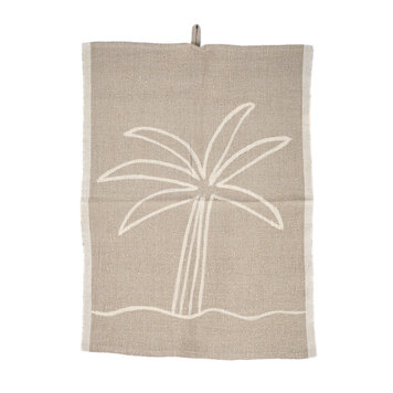 Bazar Bizar Das Linen Palm Tree Küchentuch - Natur Weiß - 50x70