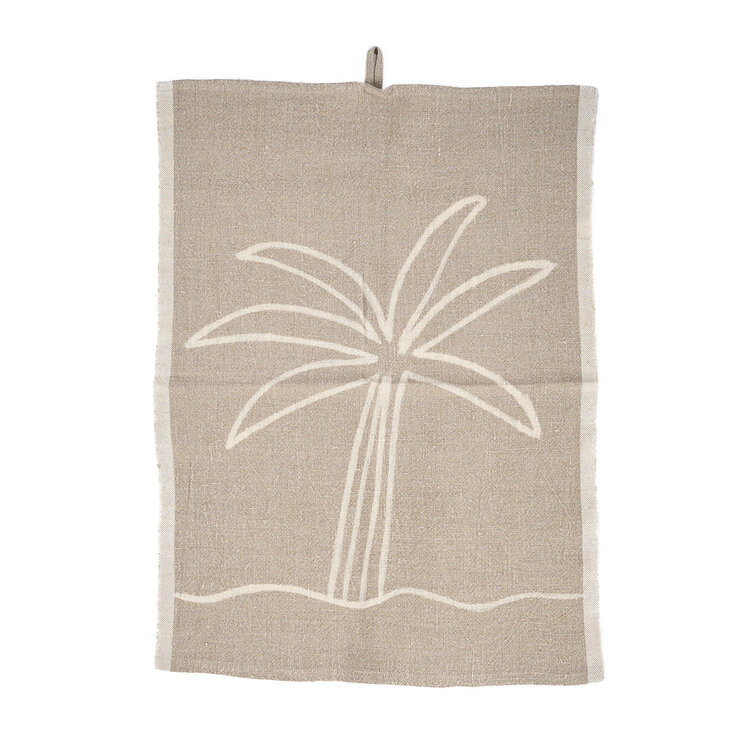 Bazar Bizar Il Canovaccio Palm Tree In Lino - Bianco Naturale - 50x70