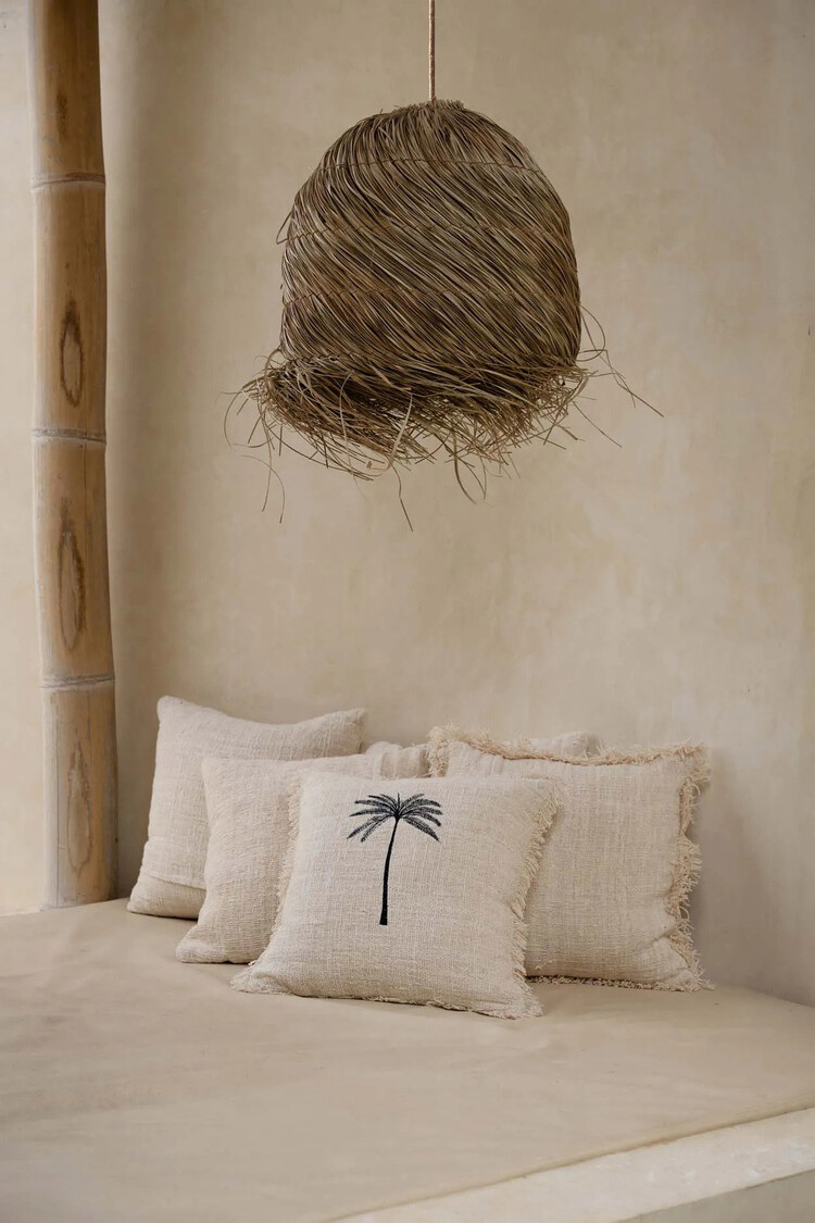 Bazar Bizar The Gili Palm Cushion Cover - Natural Black