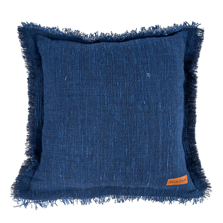 Bazar Bizar La Housse de Coussin Azure Fringe - Bleu Indien
