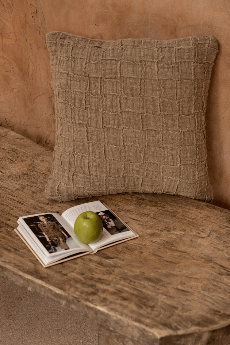 Bazar Bizar La Funda de Cojín Linen Damier - Natural