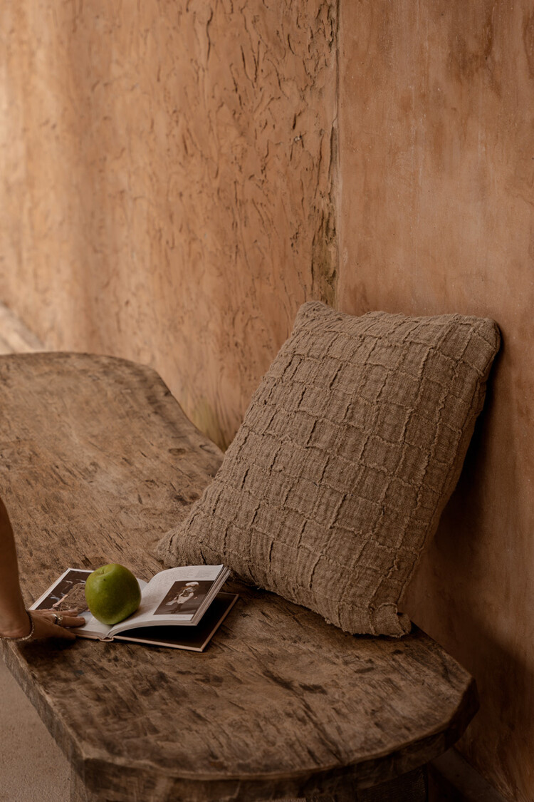 Bazar Bizar De Linen Damier Kussensloop - Naturel