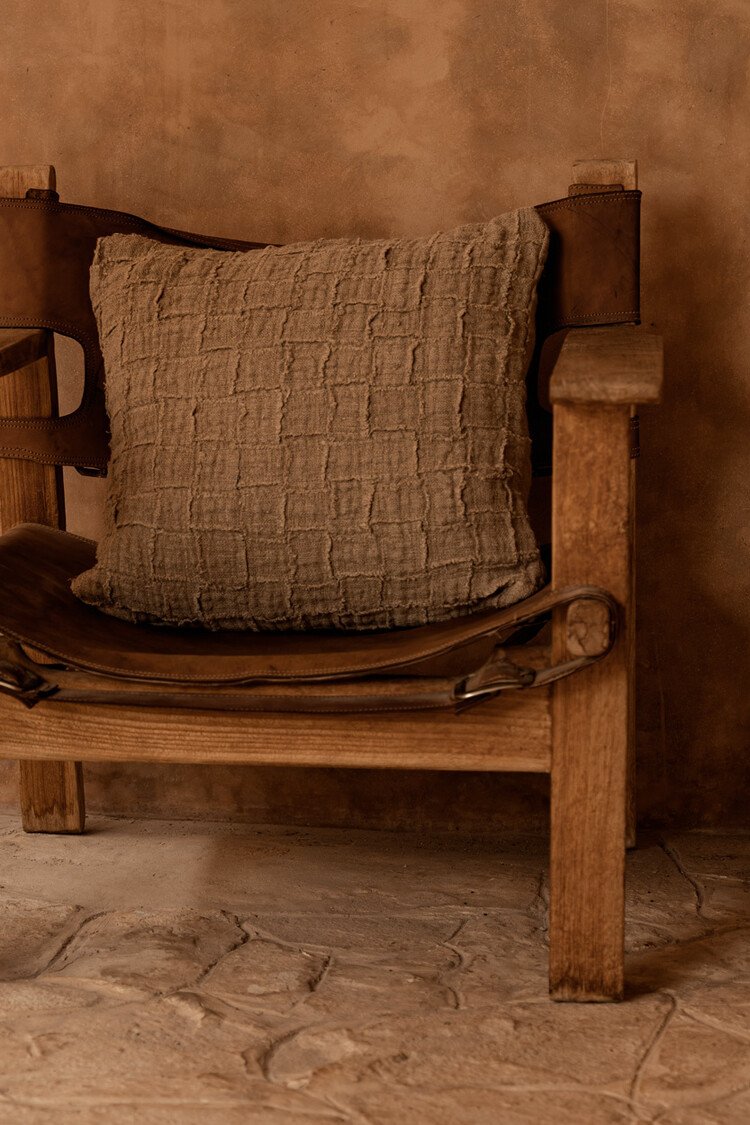 Bazar Bizar La Fodera per Cuscini Linen Damier - Naturale