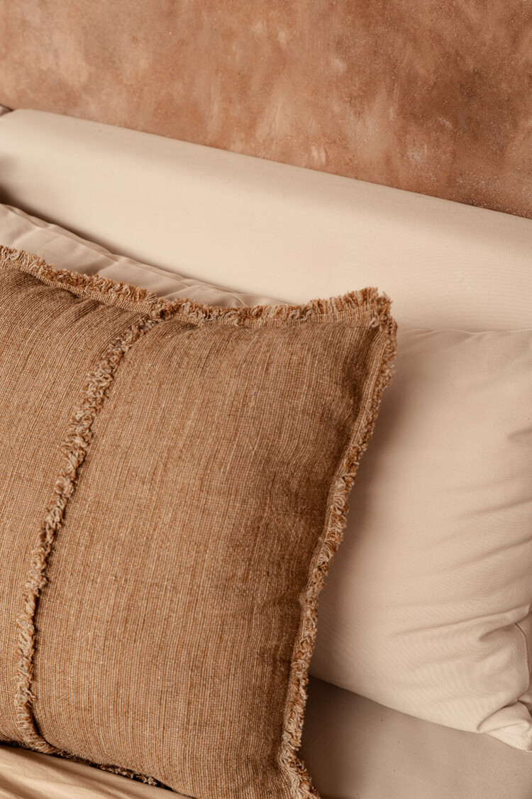 Bazar Bizar The Sahara Fringe Cushion Cover - Natural Brown - 50x50