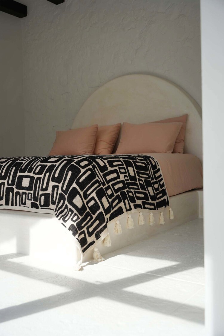 Bazar Bizar De Aztec Bedsprei - Naturel Zwart