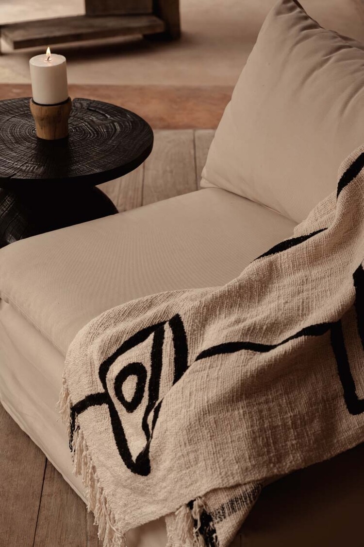 Bazar Bizar The Evil Eye Bed Throw - Natural Black