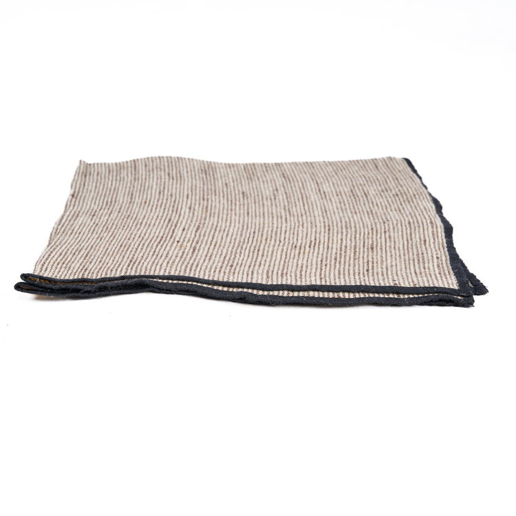 Bazar Bizar The Code Linen Napkin - Natural Black - 45x45