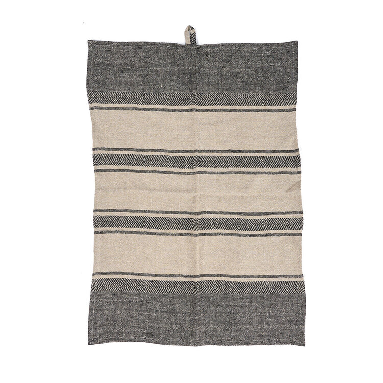 Bazar Bizar El Paño De Cocina Linen Dash - Negro Natural - 50x70