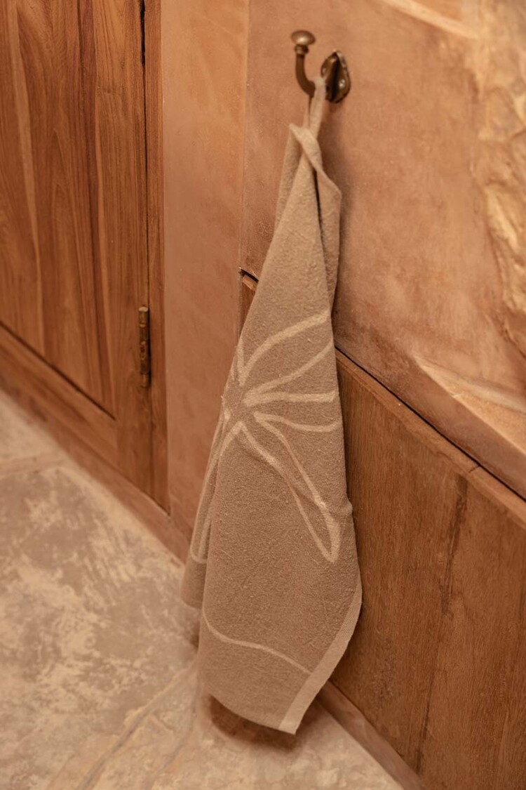 Bazar Bizar De Linen Palm Tree Keukendoek - Natuurlijk Wit - 50x70