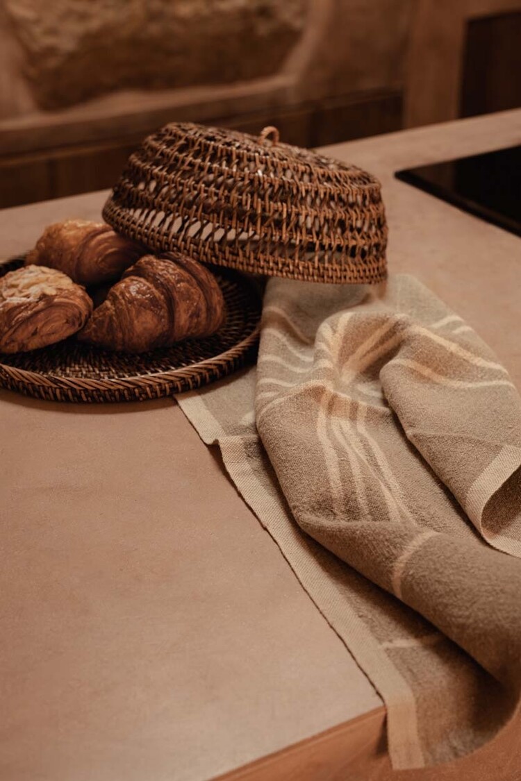 Bazar Bizar De Linen Palm Tree Keukendoek - Natuurlijk Wit - 50x70