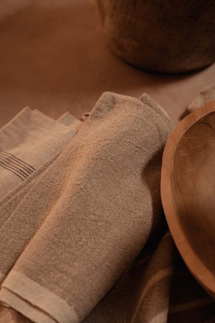 Bazar Bizar De Linen Palm Tree Keukendoek - Natuurlijk Wit - 50x70