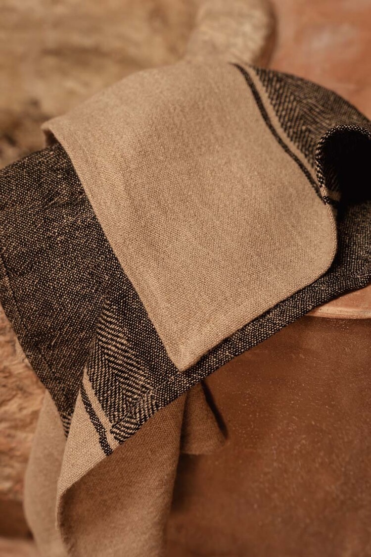 Bazar Bizar Das Linen Moody Küchentuch - Natur Schwarz - 50x70
