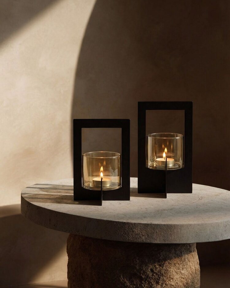 Bazar Bizar The Hurricane Framed Candle Holder - Black - L