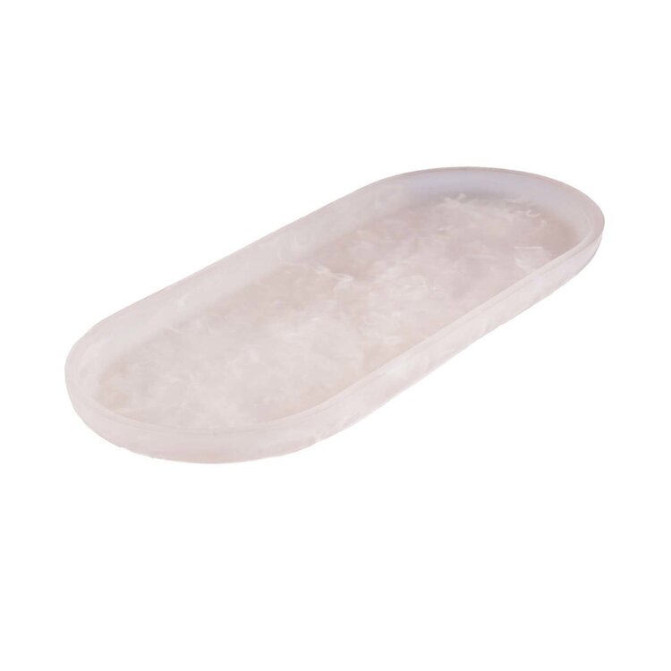 Bazar Bizar De Resin Oval Bord - Roze Wit
