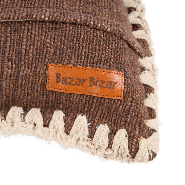 Bazar Bizar La Housse de Coussin Espresso Edge - Marron Blanc