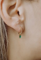 Dotted hoops with gemstone pendant | birthstone