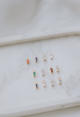 Dotted hoops with gemstone pendant | birthstone