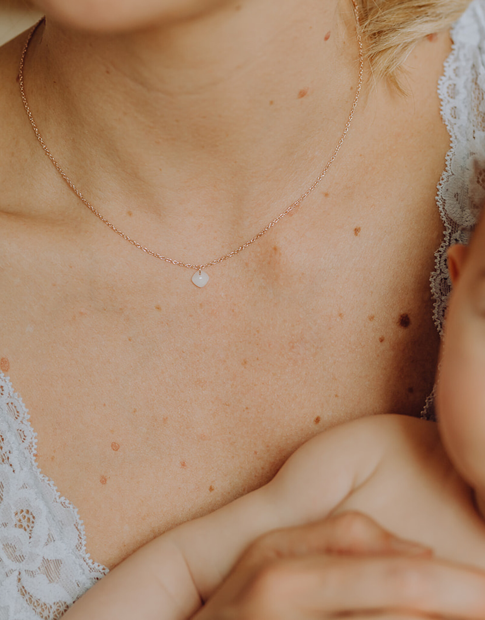 Breast milk- cushion cut gemstone necklace - breast milk jewelry