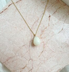 14 carat gold - Breast milk -  drop  gemstone necklace