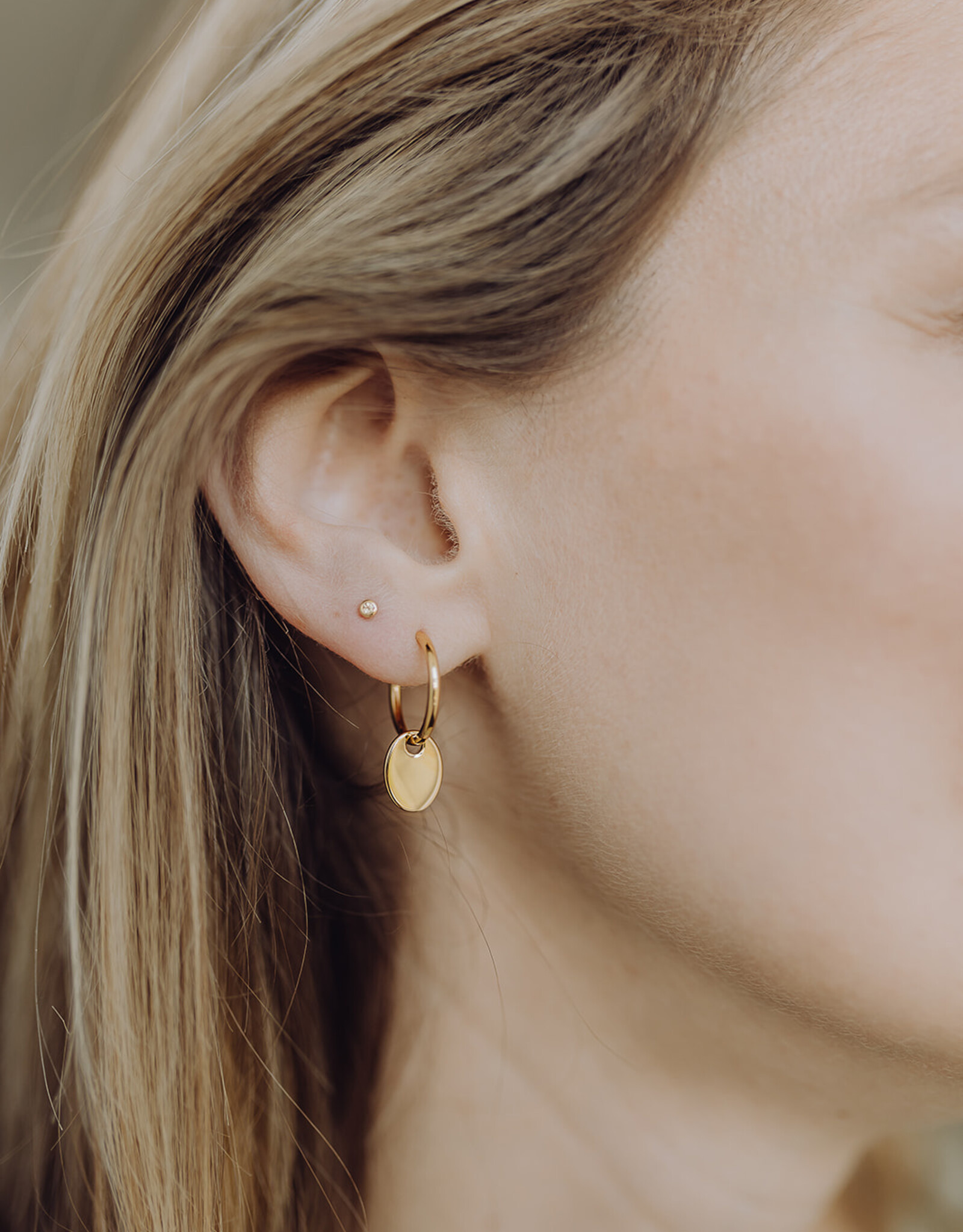 Hoops with Oval Moon ear charms