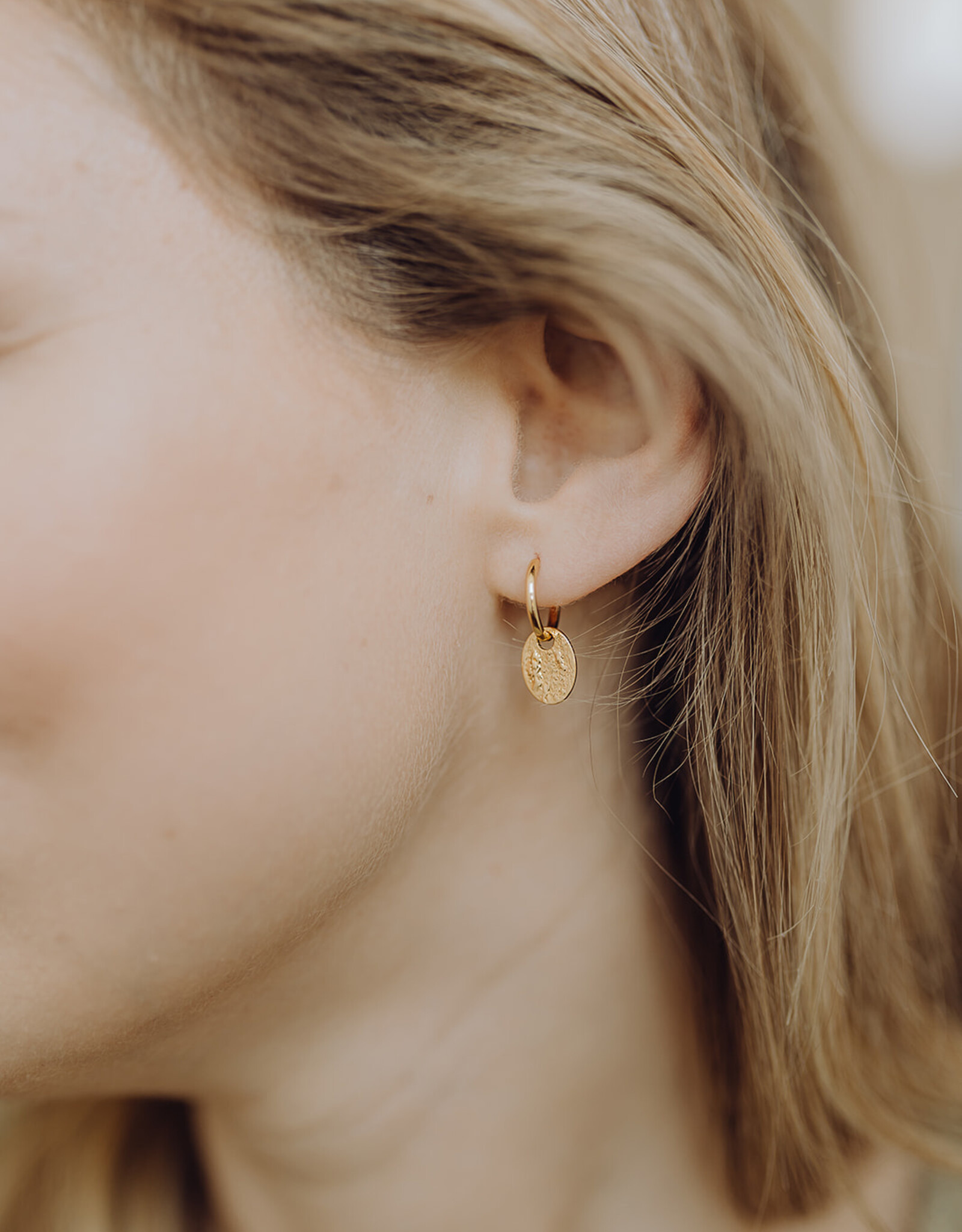 Hoops with Oval Moon ear charms