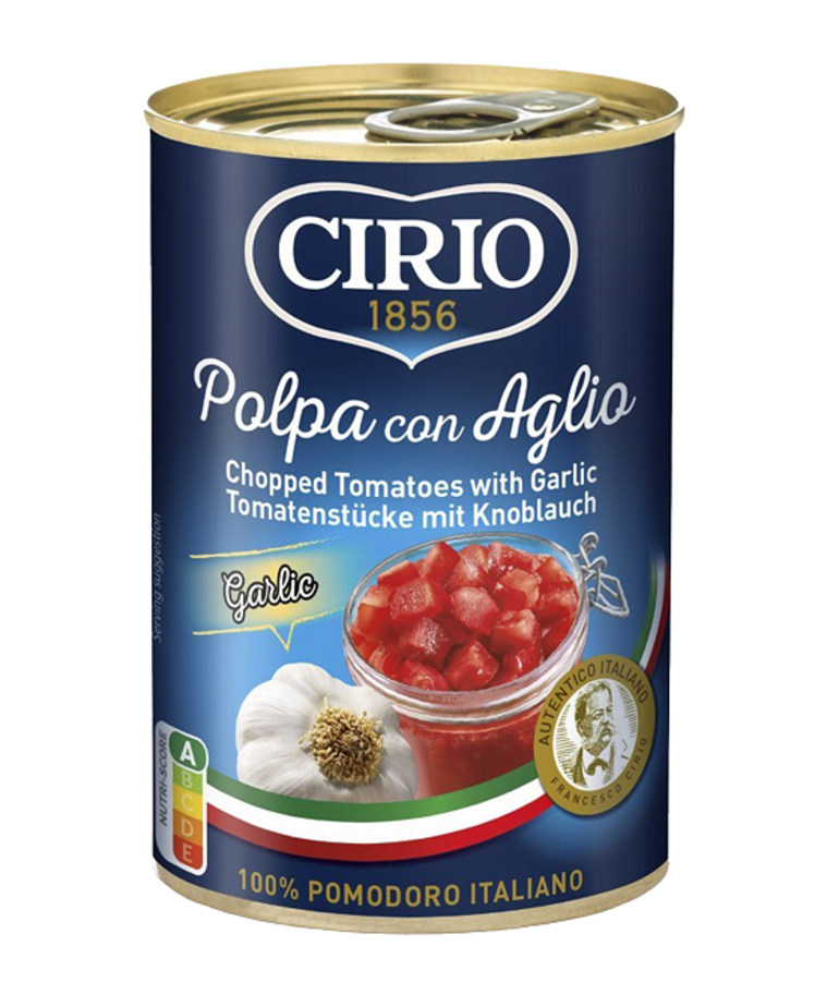 Cirio Tomatenblokjes knoflook 400 g Cirio