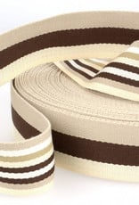 Tassenband - Double Sided Stripes Bruin - 40mm