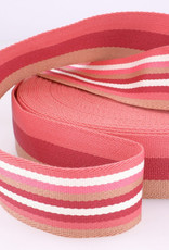 Tassenband - Double Sided Stripes Roze - 40mm - per meter