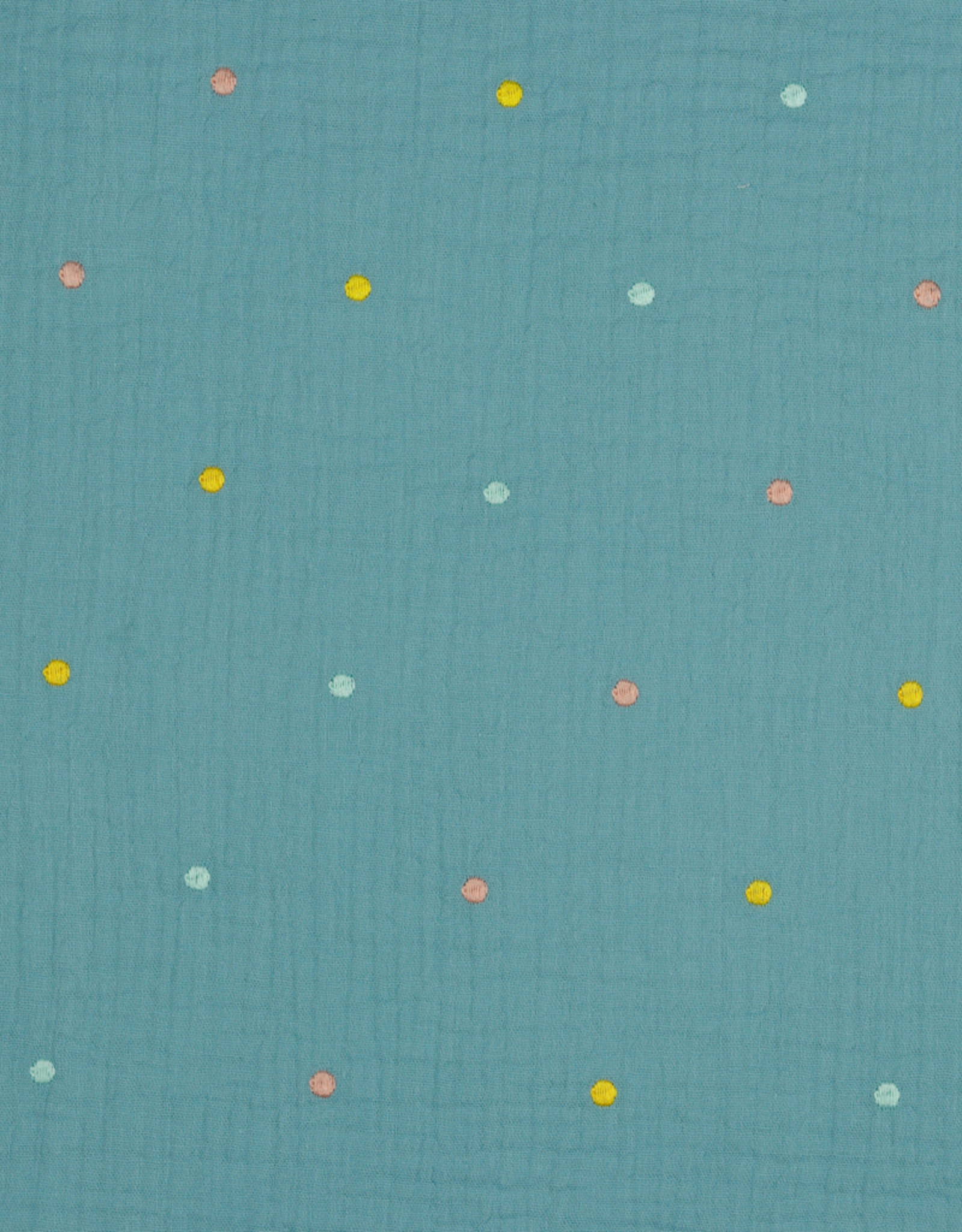 Double Gauze GOTS - Embroidery Dots Blue