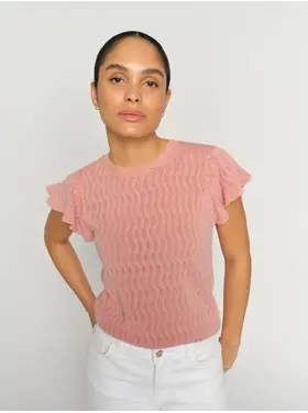 Mos Mosh MMGanna Pattern O-Neck Knit Top