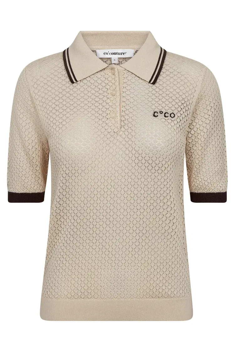 co'couture LueCC pointelle polo knit