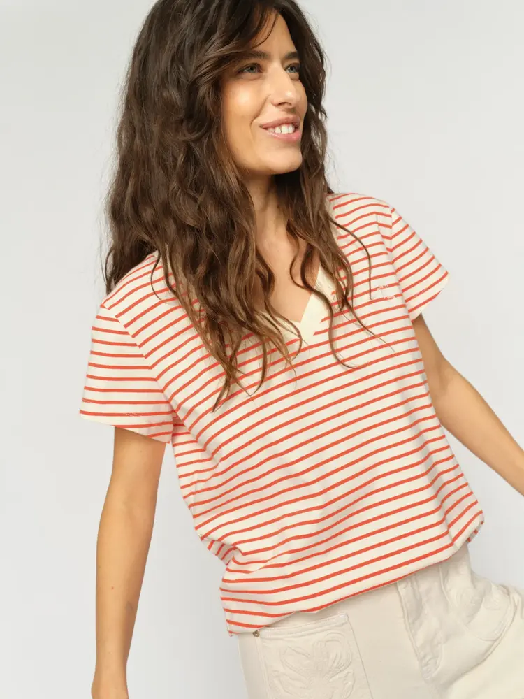 Mos Mosh MmKala V-ss stripe tee